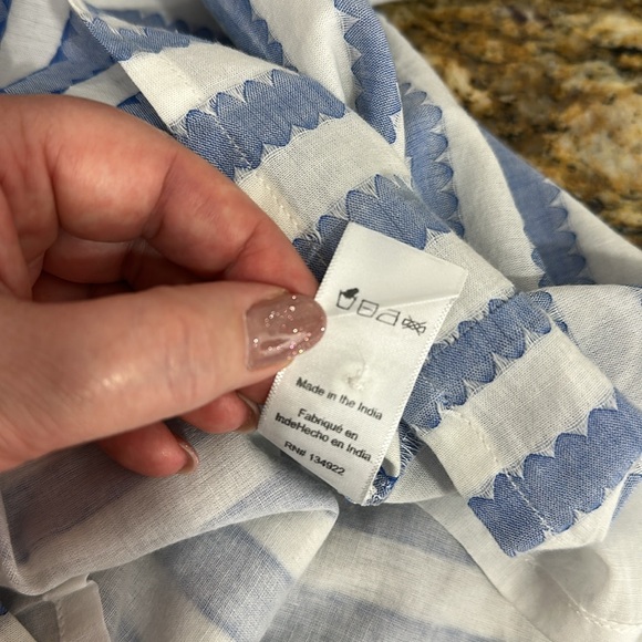 Emerson Fry Organic Cotton Striped Fluttery Sleeve Top Blouse Size M - Picture 8 of 10